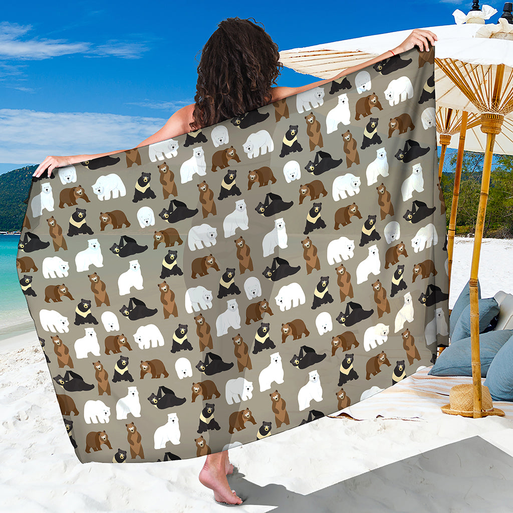Cute Bear Pattern Print Beach Sarong Wrap