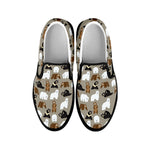 Cute Bear Pattern Print Black Slip On Shoes