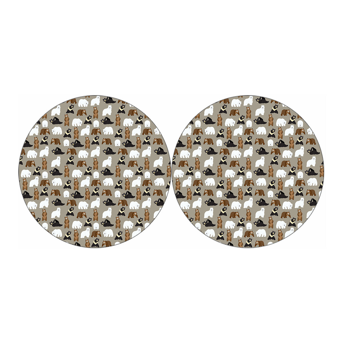 Cute Bear Pattern Print Car Coasters