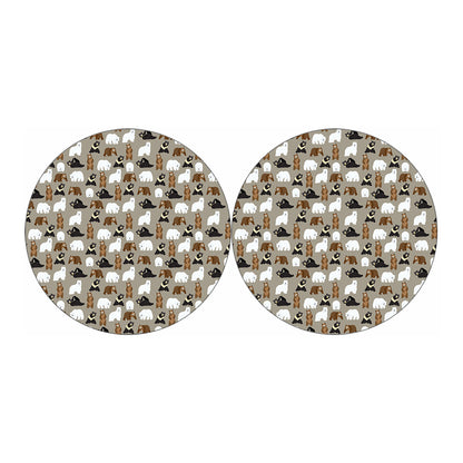 Cute Bear Pattern Print Car Coasters