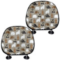 Cute Bear Pattern Print Car Headrest Covers