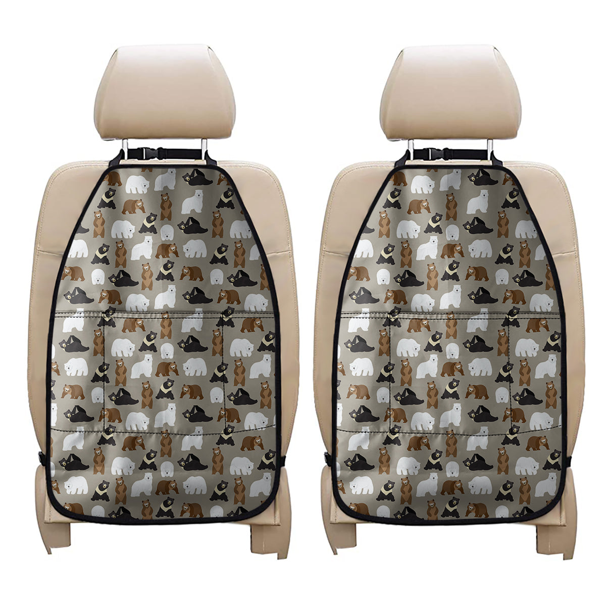 Cute Bear Pattern Print Car Seat Organizers