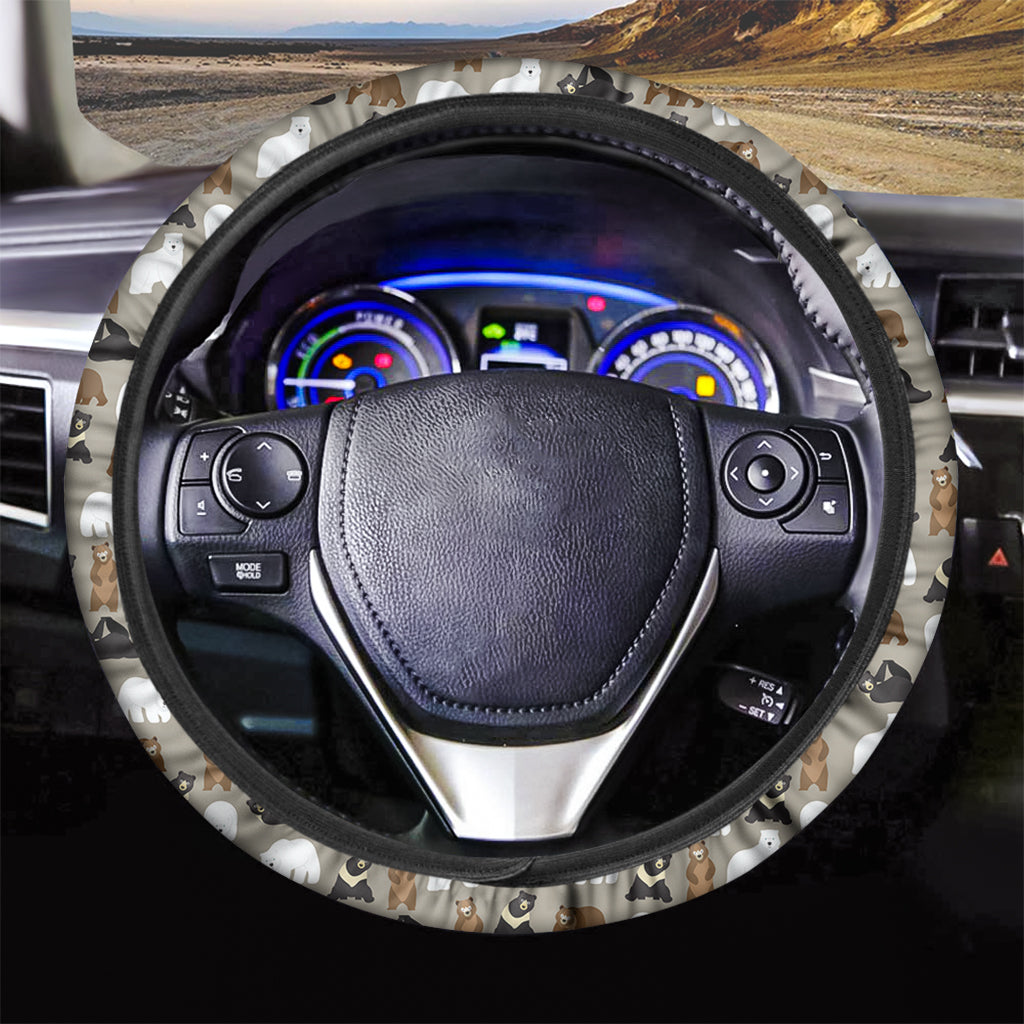 Cute Bear Pattern Print Car Steering Wheel Cover