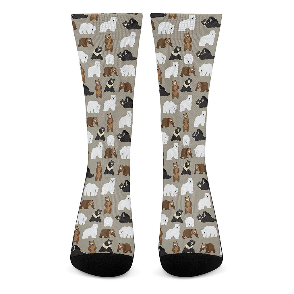 Cute Bear Pattern Print Crew Socks