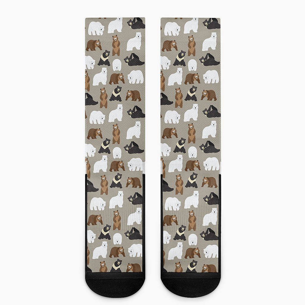 Cute Bear Pattern Print Crew Socks