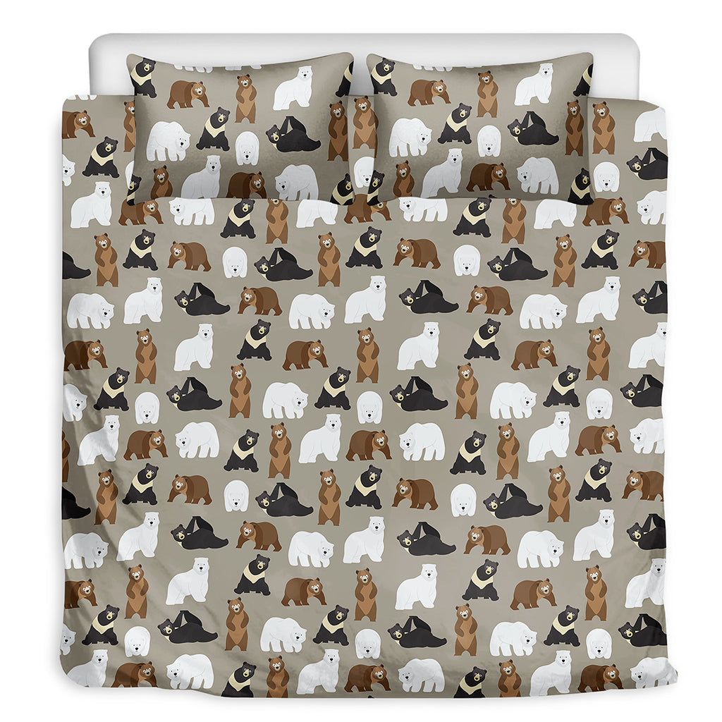 Cute Bear Pattern Print Duvet Cover Bedding Set