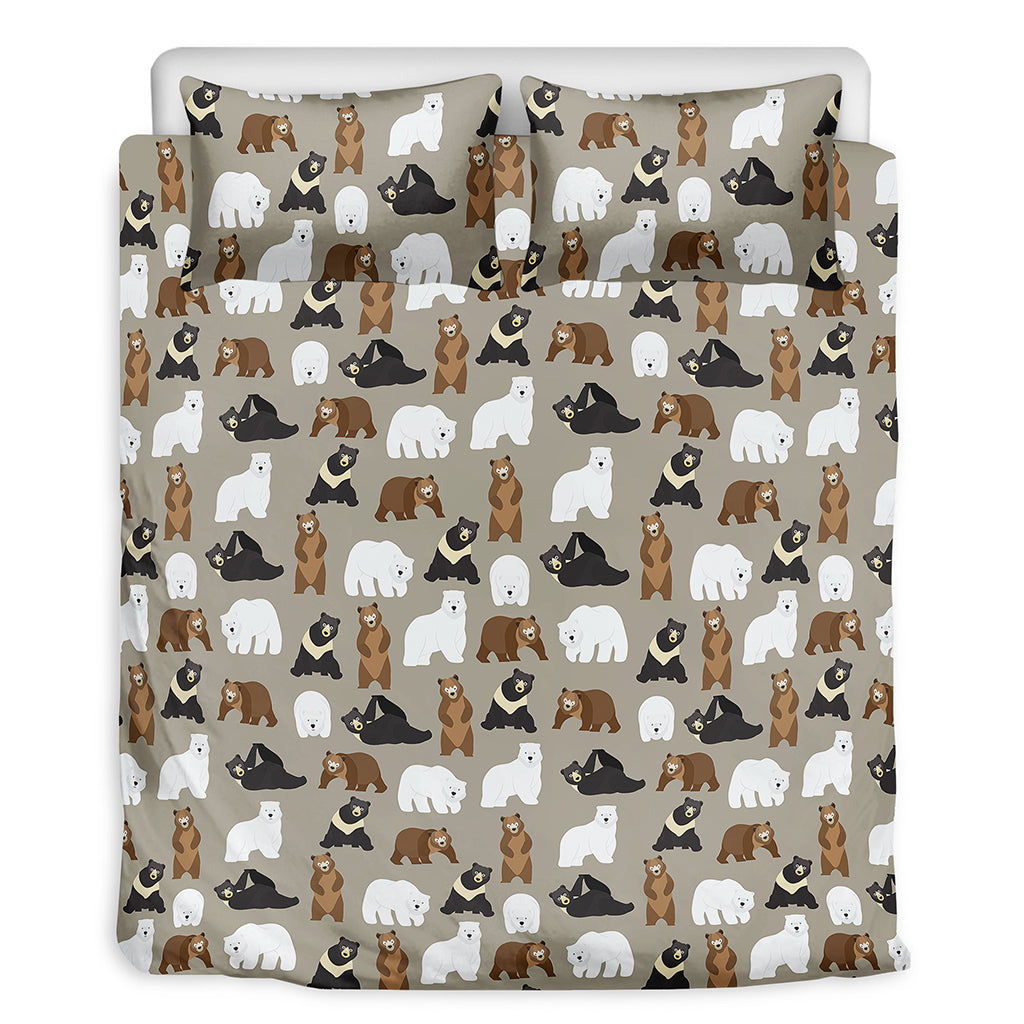 Cute Bear Pattern Print Duvet Cover Bedding Set