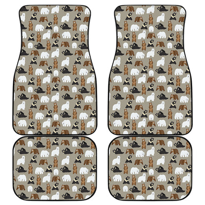 Cute Bear Pattern Print Front and Back Car Floor Mats