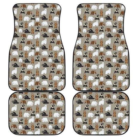 Cute Bear Pattern Print Front and Back Car Floor Mats