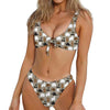 Cute Bear Pattern Print Front Bow Tie Bikini