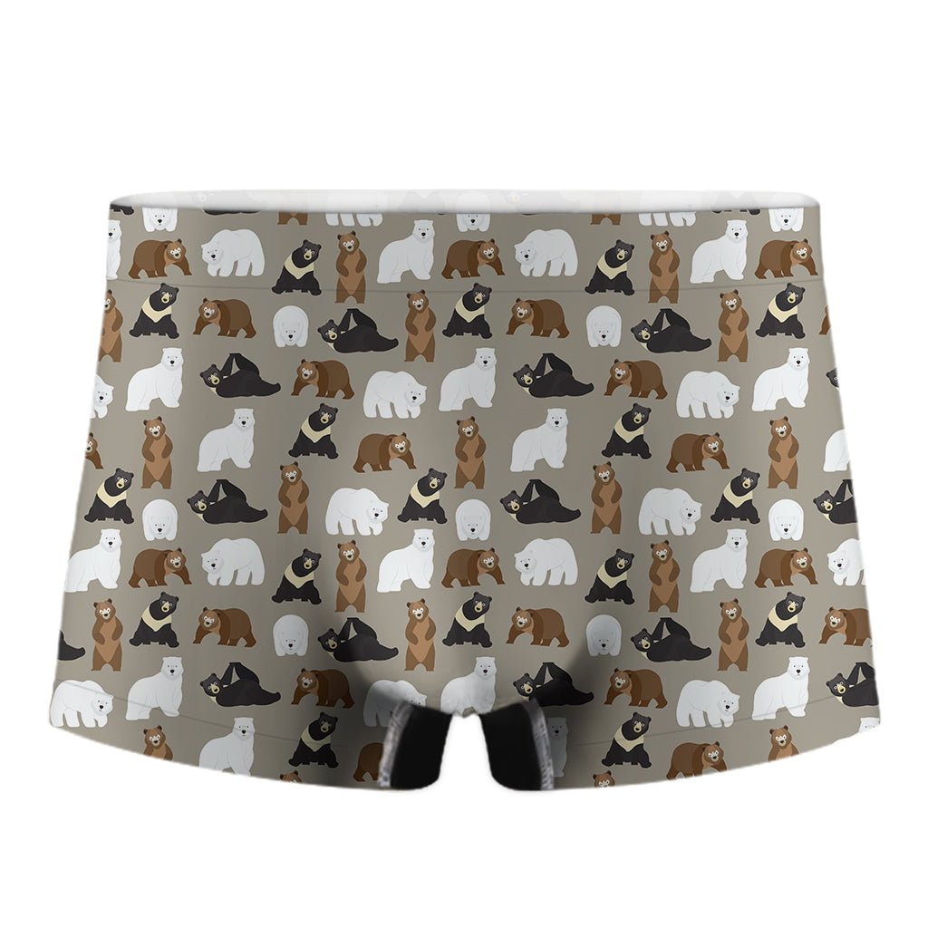 Cute Bear Pattern Print Men's Boxer Briefs