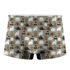 Cute Bear Pattern Print Men's Boxer Briefs