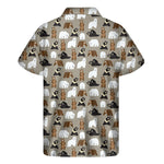 Cute Bear Pattern Print Men's Short Sleeve Shirt