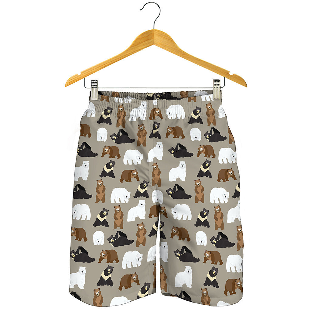 Cute Bear Pattern Print Men's Shorts