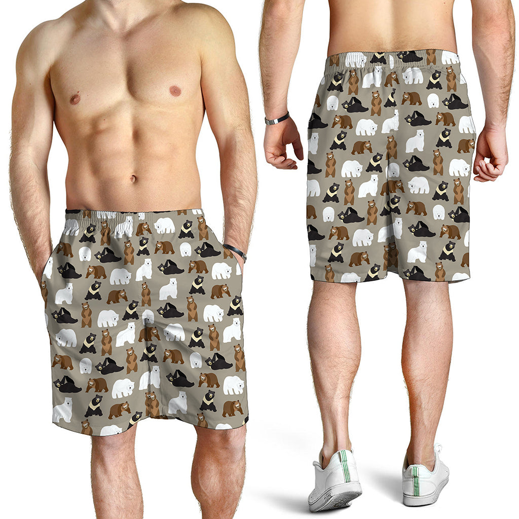 Cute Bear Pattern Print Men's Shorts