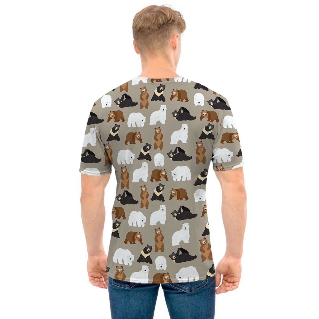 Cute Bear Pattern Print Men's T-Shirt