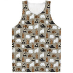 Cute Bear Pattern Print Men's Tank Top