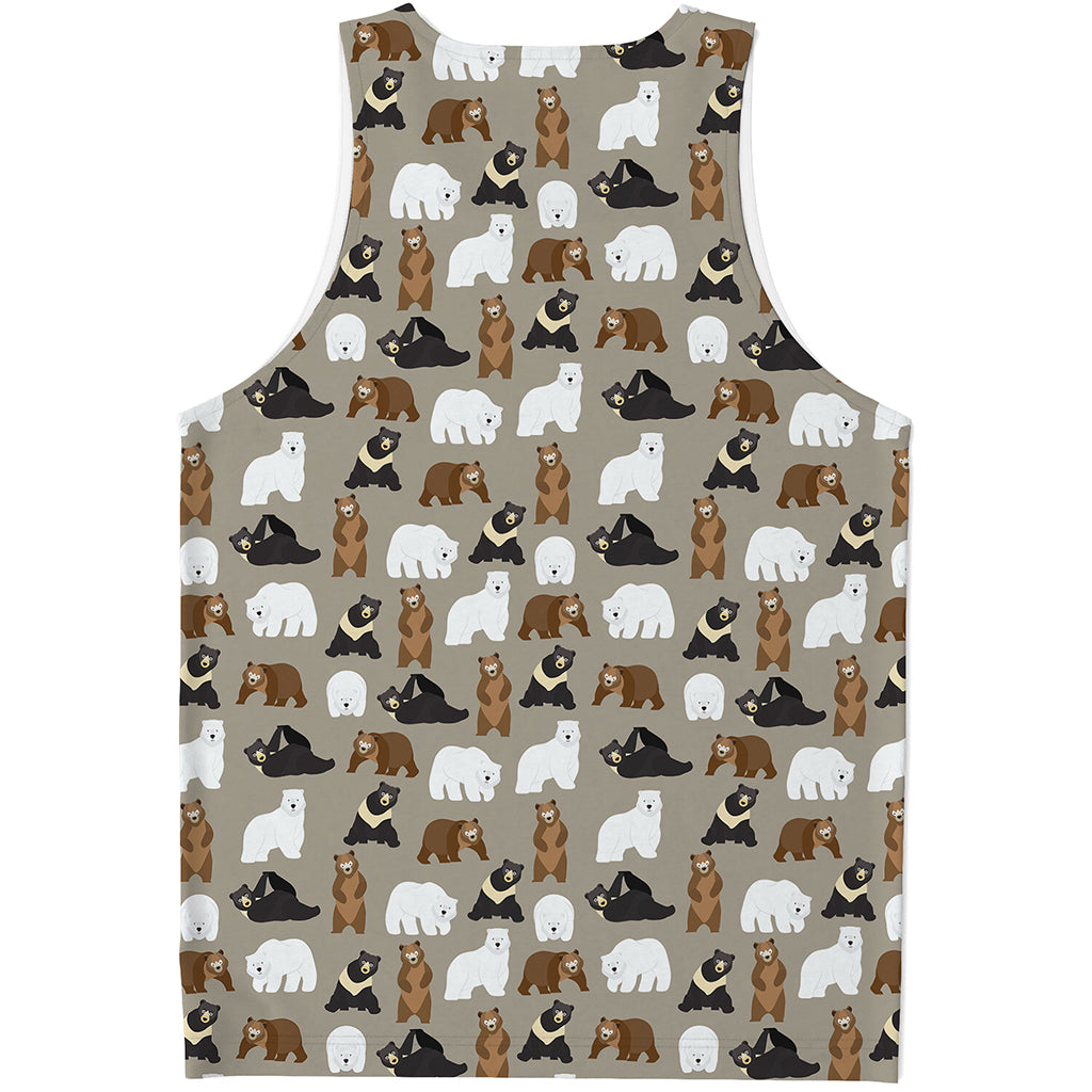 Cute Bear Pattern Print Men's Tank Top