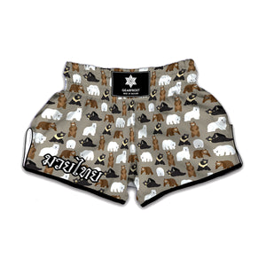 Cute Bear Pattern Print Muay Thai Boxing Shorts