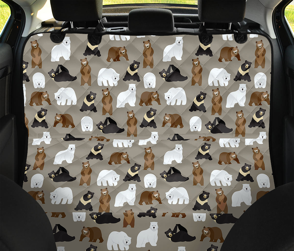 Cute Bear Pattern Print Pet Car Back Seat Cover