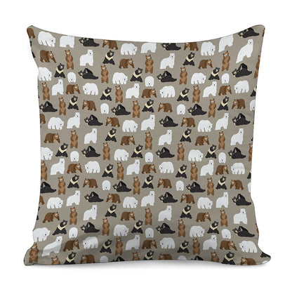 Cute Bear Pattern Print Pillow Cover
