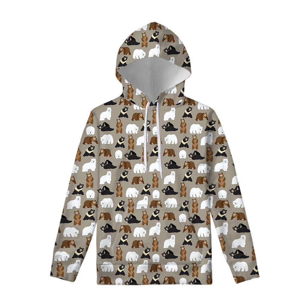 Cute Bear Pattern Print Pullover Hoodie