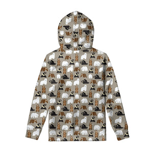 Cute Bear Pattern Print Pullover Hoodie