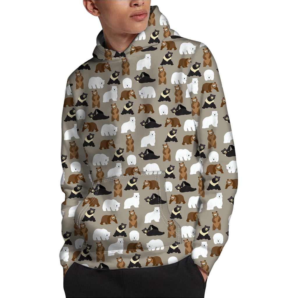 Cute Bear Pattern Print Pullover Hoodie