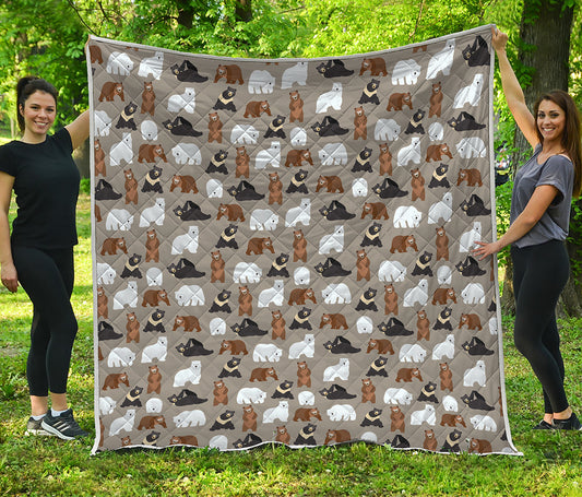 Cute Bear Pattern Print Quilt