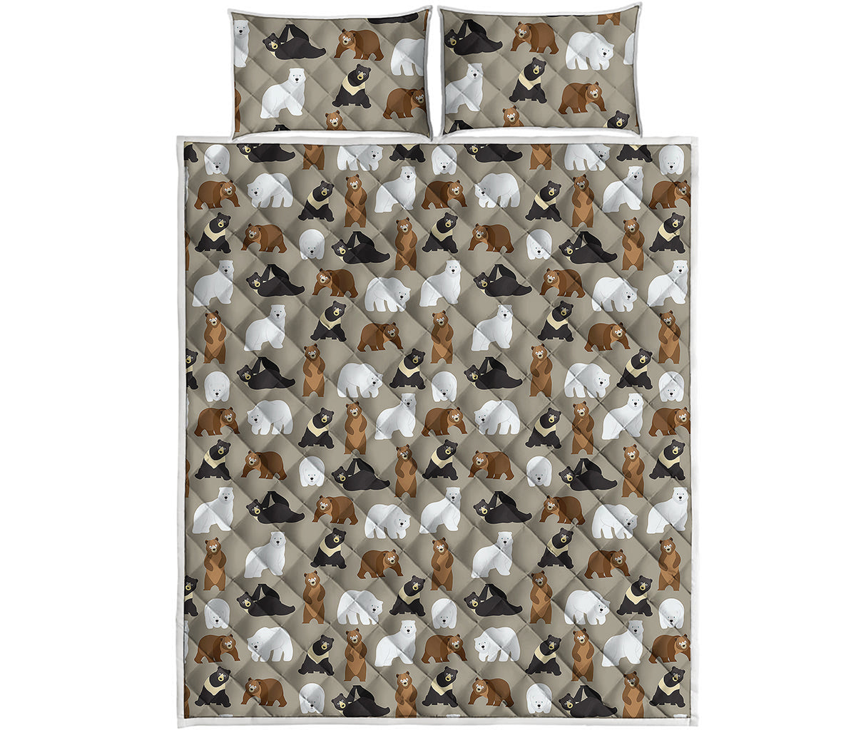 Cute Bear Pattern Print Quilt Bed Set