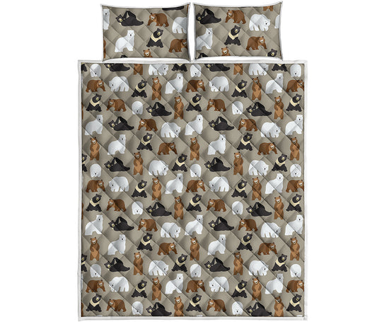 Cute Bear Pattern Print Quilt Bed Set