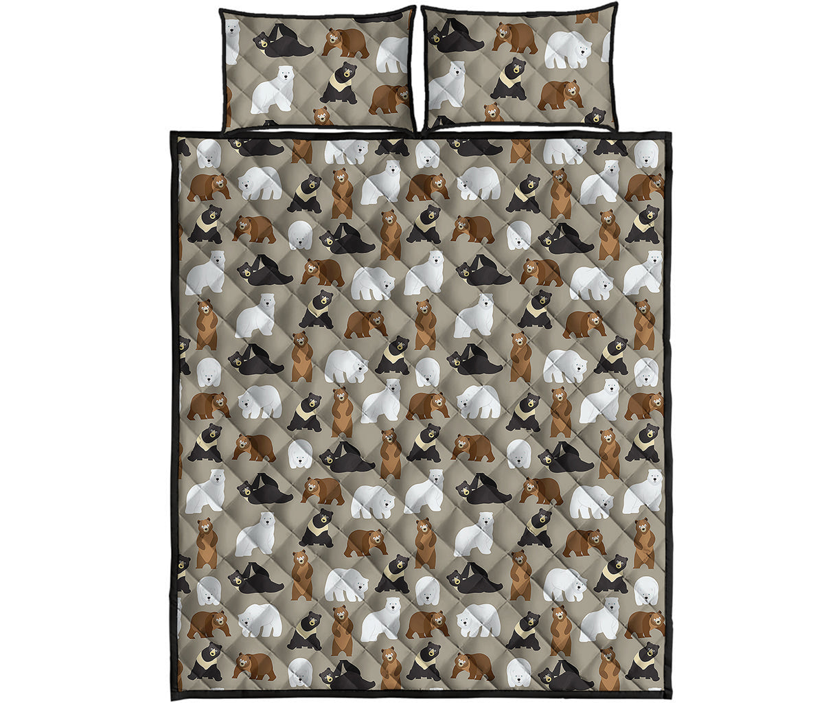Cute Bear Pattern Print Quilt Bed Set