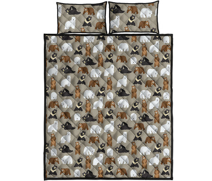 Cute Bear Pattern Print Quilt Bed Set