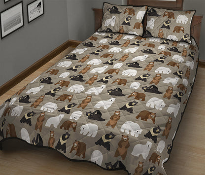 Cute Bear Pattern Print Quilt Bed Set