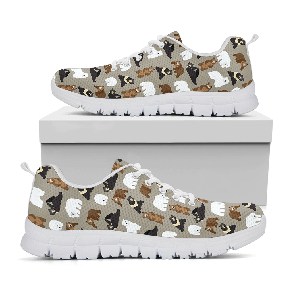 Cute Bear Pattern Print White Sneakers