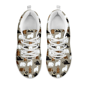 Cute Bear Pattern Print White Sneakers