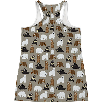 Cute Bear Pattern Print Women's Racerback Tank Top
