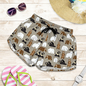 Cute Bear Pattern Print Women's Shorts