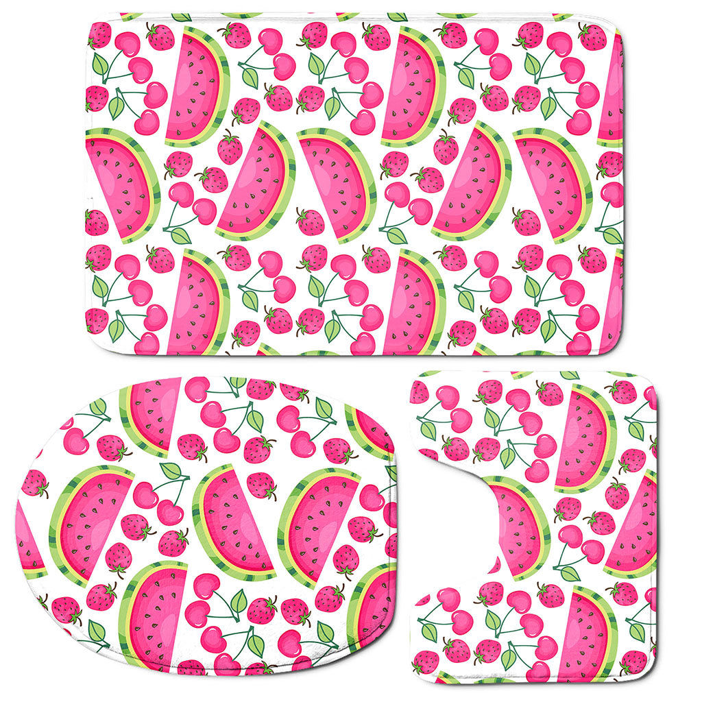 Cute Berry Watermelon Pattern Print 3 Piece Bath Mat Set