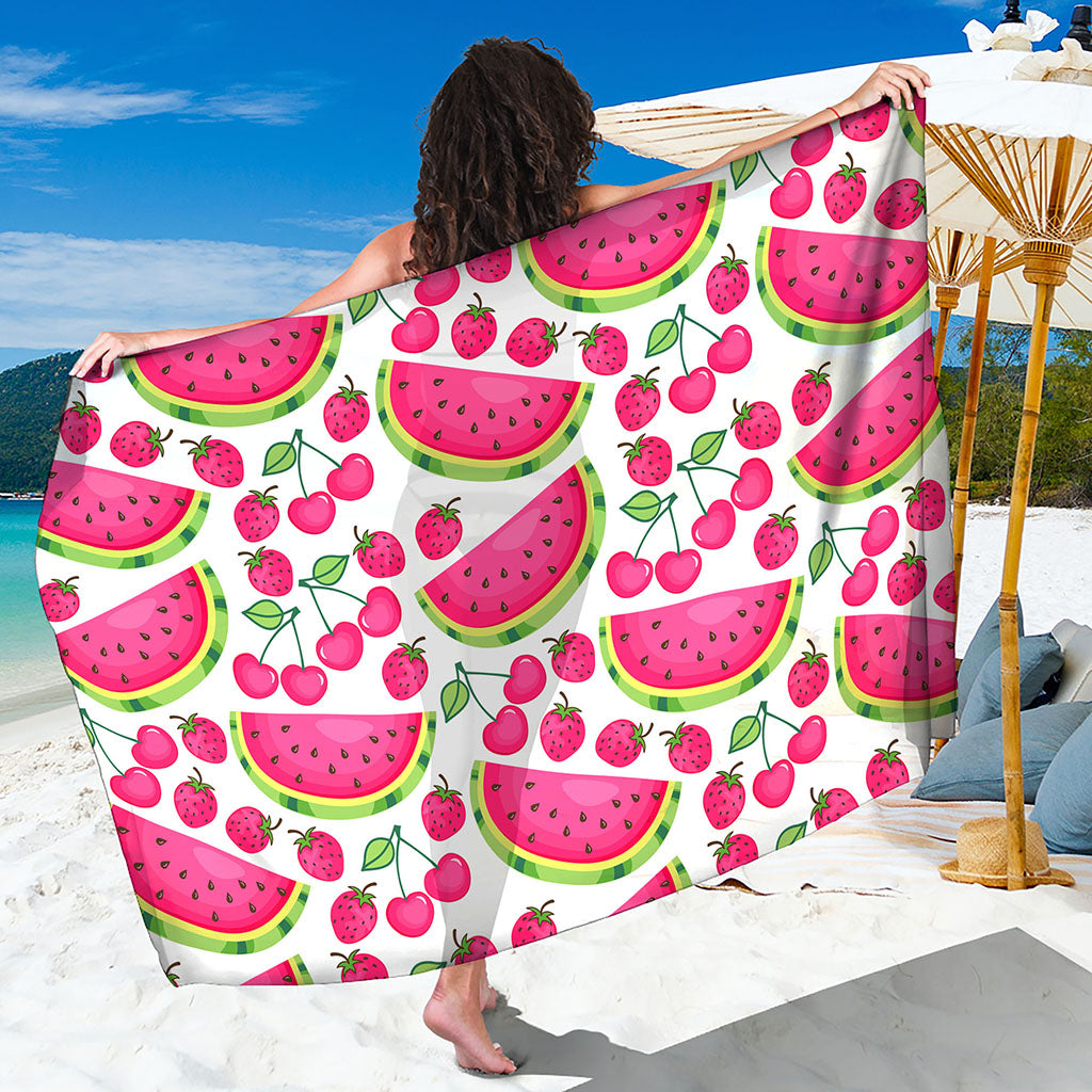 Cute Berry Watermelon Pattern Print Beach Sarong Wrap