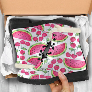Cute Berry Watermelon Pattern Print Comfy Boots GearFrost