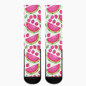 Cute Berry Watermelon Pattern Print Crew Socks