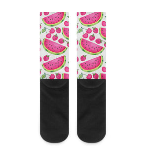 Cute Berry Watermelon Pattern Print Crew Socks