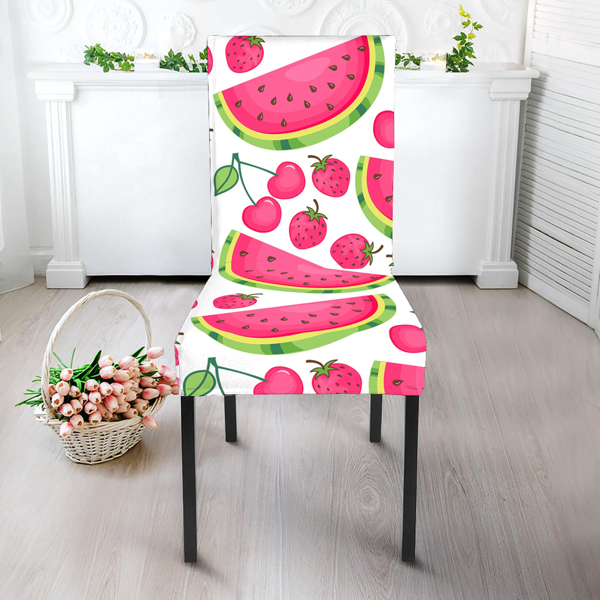 Cute Berry Watermelon Pattern Print Dining Chair Slipcover