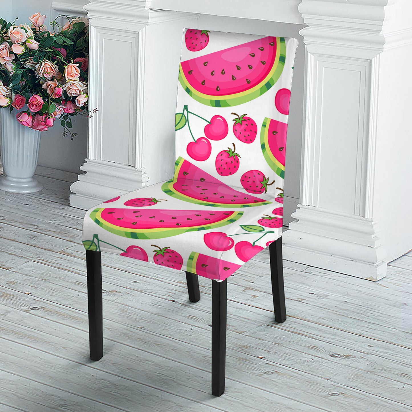 Cute Berry Watermelon Pattern Print Dining Chair Slipcover