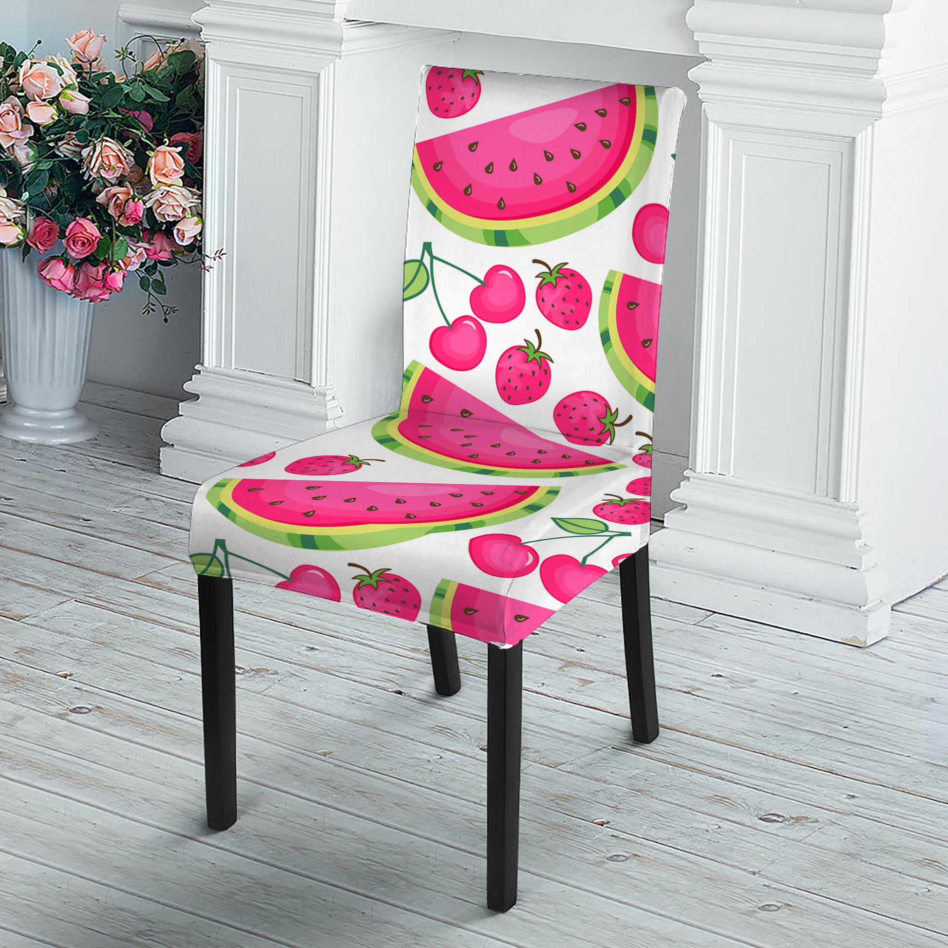 Cute Berry Watermelon Pattern Print Dining Chair Slipcover