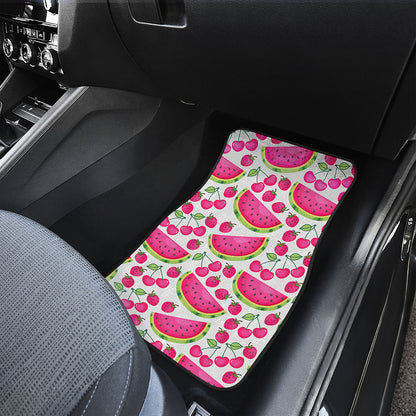 Cute Berry Watermelon Pattern Print Front and Back Car Floor Mats