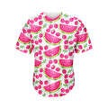 Cute Berry Watermelon Pattern Print Men's Baseball Jersey
