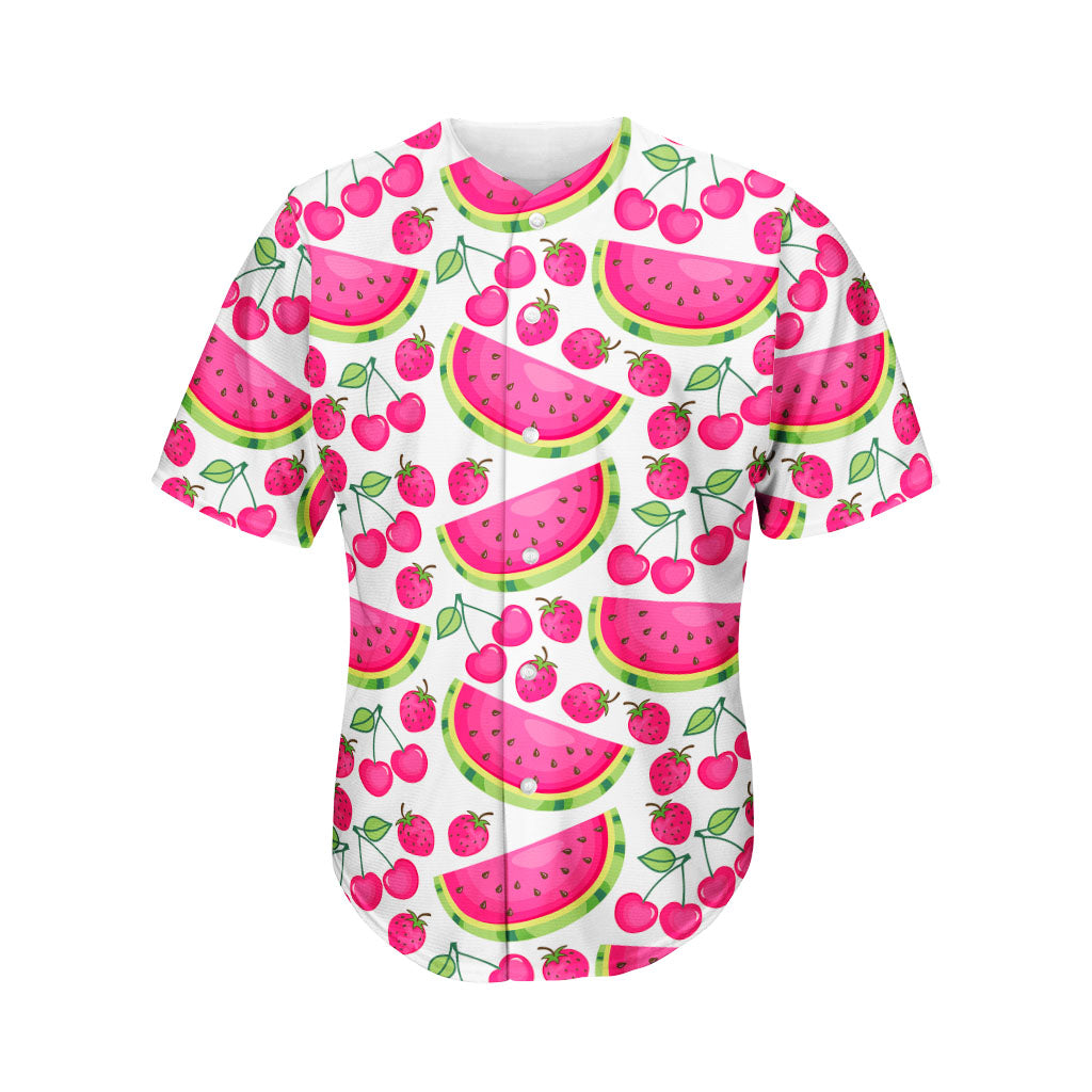 Cute Berry Watermelon Pattern Print Men's Baseball Jersey
