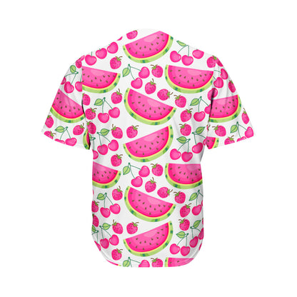 Cute Berry Watermelon Pattern Print Men's Baseball Jersey